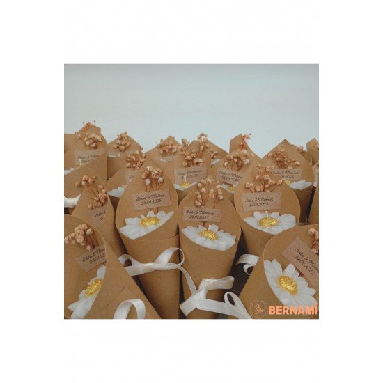 Papatya Mum Buket Düğün Nişan Söz Yeni Doğan Bebek Şekeri Nikah Şekeri - 20 Adet