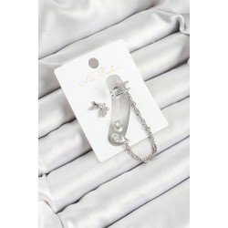 Özel Pirinç Kelebek Figürlü Zirkon Taşlı Renk 3'Lü Kıkırdak Kadın Küpe Set Fırsat!!!