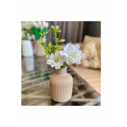 Bej Krem Kahve Vazo Tekli 1 Adet