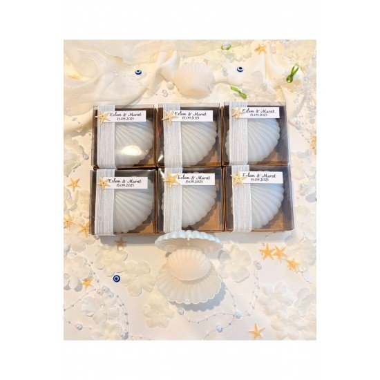 20 Adet İstiridye Kutulu İstiridye Mum, Kişiye Özel Hediyelik, Düğün, Nişan, Söz, Kına, Sünnet