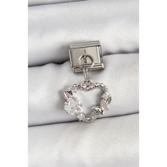 Özel Çelik Sallantılı Zirkon Taşlı Kalp Model Renk Nomination Charm Fırsat!!!