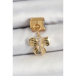 Özel Çelik Sallantılı Zirkon Taşlı Fiyonk Model Gold Renk Nomination Charm Fırsat!!!