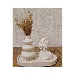 Kadın Figürlü 3'lü Vazo Seti & Dekoratif Obje & Tabak & Oval Vazo & Biblo & Dekoratif Eşya