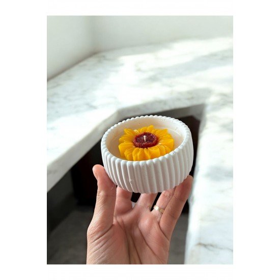 Nişan Nikah Söz Düğün Doğum Hediyelik Ayçiçeği Mum Detaylı Süs 10 Adet