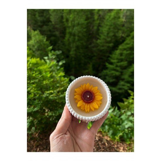 Nişan Nikah Söz Düğün Doğum Hediyelik Ayçiçeği Mum Detaylı Süs 10 Adet