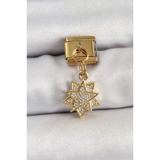Özel Çelik Sallantılı Zirkon Taşlı Yıldız Model Gold Renk Nomination Charm Fırsat!!!