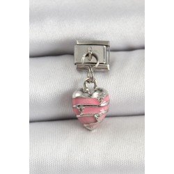 Özel Çelik Renk Pembe Kalp Model Nomination Charm Fırsat!!!