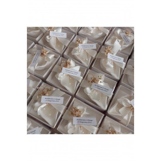 Süslenmiş cipso çiçekli midye mum 10 ad. nikah nişan düğün hediyelik söz kına doğumgünü