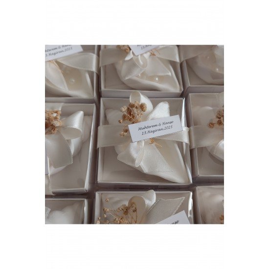 Süslenmiş cipso çiçekli midye mum 10 ad. nikah nişan düğün hediyelik söz kına doğumgünü