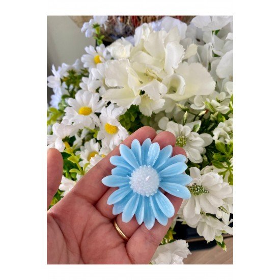 Bebek Hediyelik Mavi Papatya Mum 10 Adet