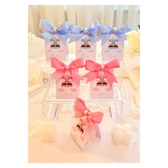 30 Adet Kağıt Detaylı Bubble Mum, Kişiye Özel Hediyelik, Düğün, Nişan, Söz, Kına, Sünnet,