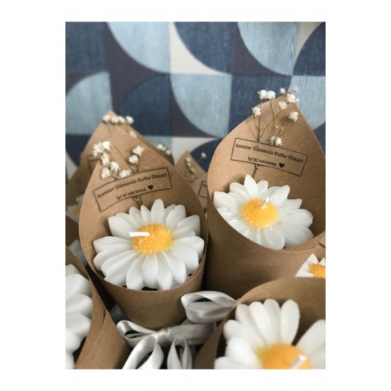 15 Adet Papatya Kokulu Buket Mumler, Düğün, Nişan, Söz, Kadınlar ve Anneler Günü Hediyesi