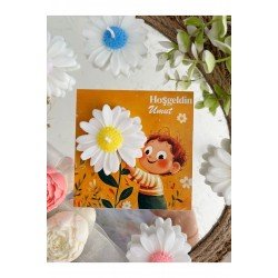 10 Adet Özel Tasarlanmış Kart Ve Papatya Mum. Bebek Doğum, Babyshower, Doğum Günü, Hediyelik