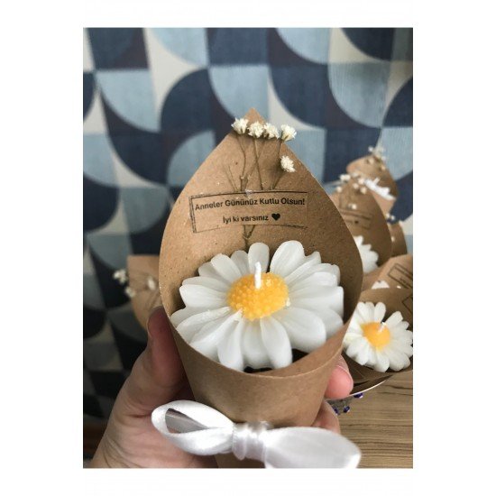 Kişiye Özel 10 Adet Papatya Kokulu Buket Mum, Düğün, Nişan, Söz, Kadınlar ve Anneler Günü