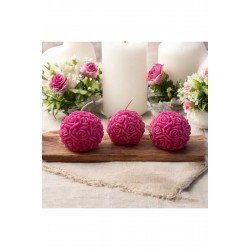 3'lü Gül Mum Yuvarlak Buket Pembe Renkli Kokulu Hediye