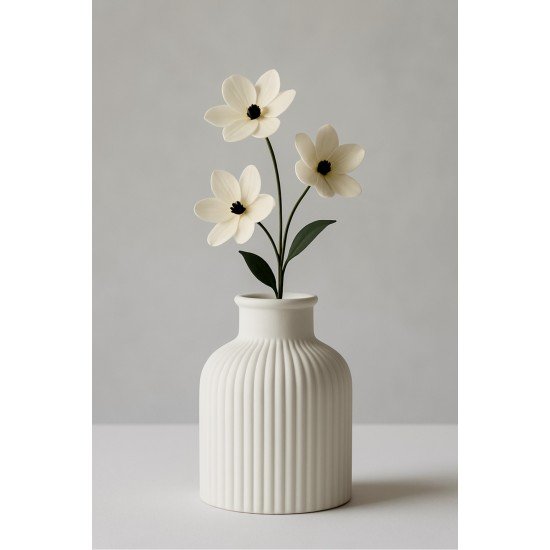 Iskandinav Dekoratif Vazo Biblo Beyaz