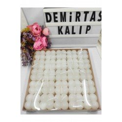 25 Adet Beyaz Kokulu Mum, Düğün, Nişan, Mevlüt Süsü İçin Şık Set