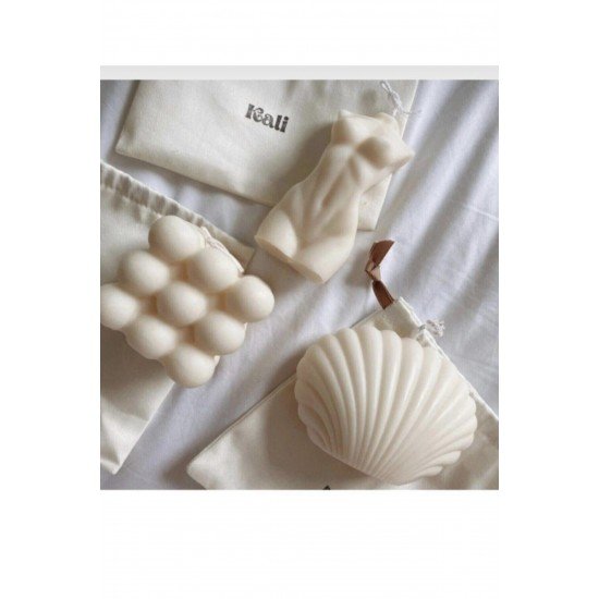 Pinterest 3lü Kokulu Kadın Büst Istiridye Bubble Mum Seti Hediyelik Dekor