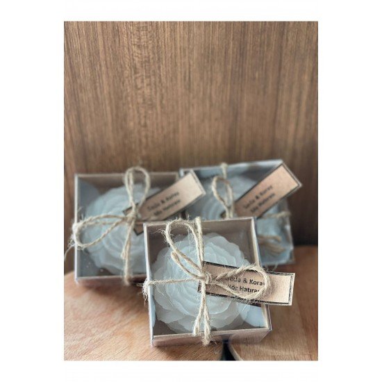 Süslemeli Şakayık Mum, Düğün, Kına, Nişan, Söz, Nikah, Hediyelik Kutu - 20 Adet