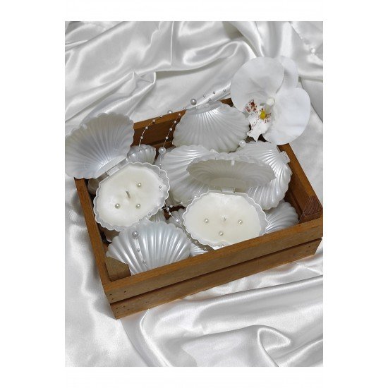 Hediyelik İstiridye Kutulu İncili Mum (25 Adet)