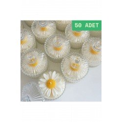 Mikalı Kokulu Papatya Mum Hediyelik, Nikah, Doğum, Sünnet, Düğün, Nişan, Söz. - 50 Adet