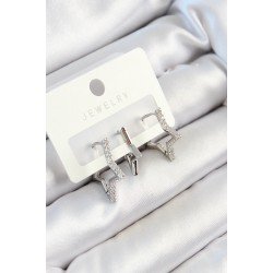 Özel Pirinç Zirkon Taşlı Yıldız Model Renk 3'Lü Çift Kadın Küpe Set Fırsat!!!