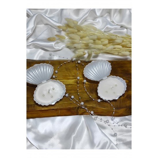 Hediyelik İstiridye Kutulu İncili Mum (25 Adet)