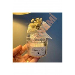 Özel Tasarım Nişan Söz Nikah Dügün Hediyelik Kristal Kapaklı Şekerlik Mum - 10 Adet