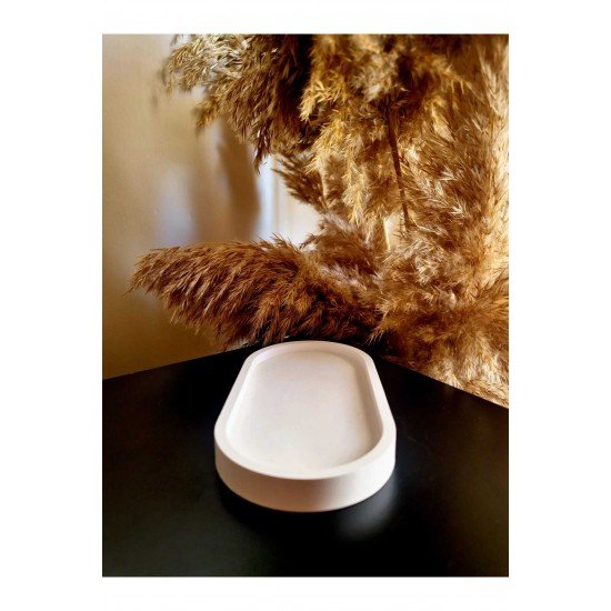 18*10 cm Sunum Tepsisi & Organizer - Dekoratif Obje & Takı Organizer & Sunumluk & Mumluk / Beyaz