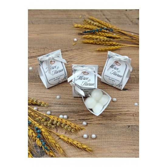 Süslemeli Kart Bubble Mum, Nikah Şekeri, Doğum, Sünnet, Düğün Nişan Söz, Kına, Doğum Günü - 5 Adet