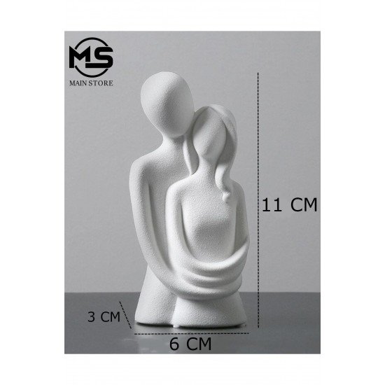 Official Sarılan Çift Biblo Dekoratif Obje Süs Eşya Aşk Sevgili Heykel