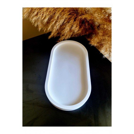 18*10 cm Sunum Tepsisi & Organizer - Dekoratif Obje & Takı Organizer & Sunumluk & Mumluk / Beyaz