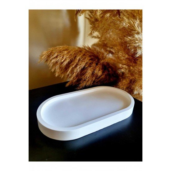 18*10 cm Sunum Tepsisi & Organizer - Dekoratif Obje & Takı Organizer & Sunumluk & Mumluk / Beyaz