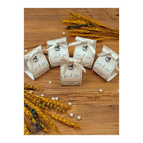 Süslemeli Kart Bubble Mum, Nikah Şekeri, Doğum, Sünnet, Düğün Nişan Söz, Kına, Doğum Günü - 5 Adet