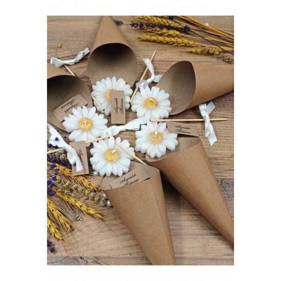 Papatya Buket Mum Yapım Seti - Kendin Yap Nikah Şekeri, Doğum, Sünnet, Düğün, Nişan - 10 Adet