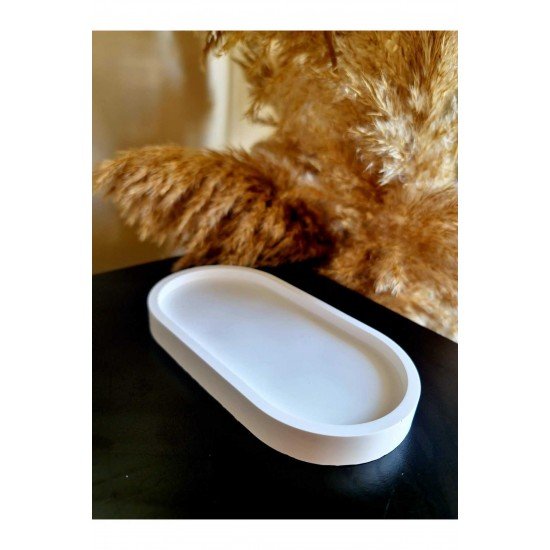 18*10 cm Sunum Tepsisi & Organizer - Dekoratif Obje & Takı Organizer & Sunumluk & Mumluk / Beyaz