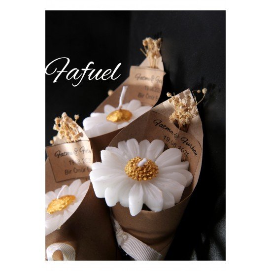 Papatya Buket Kişiye Özel Düğün|nişan|söz Hediyelik Papatya Kokulu Buket Mum - 30 Adet