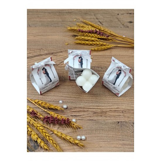 Süslemeli Kart Bubble Mum, Nikah Şekeri, Doğum, Sünnet, Düğün Nişan Söz, Kına, Doğum Günü - 5 Adet