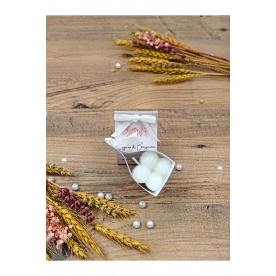 Süslemeli Kart Bubble Mum, Nikah Şekeri, Doğum, Sünnet, Düğün Nişan Söz, Kına, Doğum Günü - 10 Adet