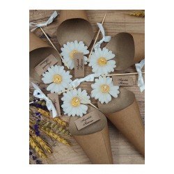 Papatya Buket Mum Yapım Seti - Kendin Yap Nikah Şekeri, Doğum, Sünnet, Düğün, Nişan - 10 Adet