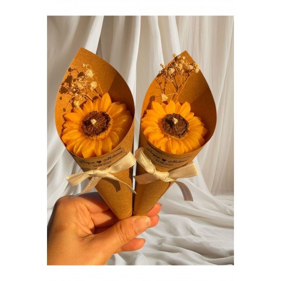 Kişiye Özel Düğün|nişan|söz Hediyelik Ayçiçeği Buket 10 Adet