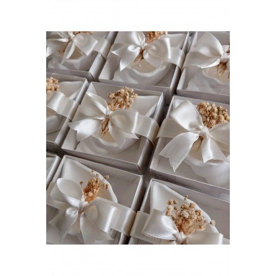 Süslenmiş kutulu nikah nişan kına 10 adet istiridye Mum