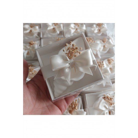 Süslenmiş kutulu nikah nişan kına 10 adet istiridye Mum
