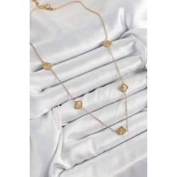 Özel Çelik Yonca Model Gold Renk Kadın Kolye Fırsat!!!