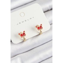 Özel Pirinç Kelebek Model Gold Renk Çocuk Küpe Fırsat!!!