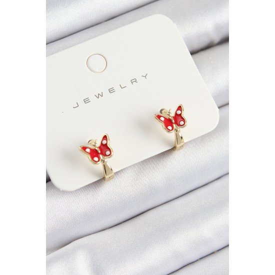 Özel Pirinç Kelebek Model Gold Renk Çocuk Küpe Fırsat!!!