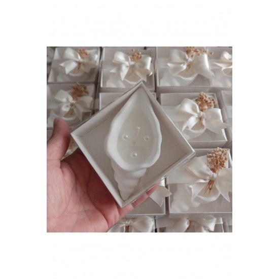 Süslenmiş kutulu nikah nişan kına 10 adet istiridye Mum