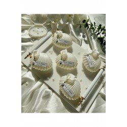 İnci Detaylı Sedefli İstiridye Mum Söz, Nişan, Nikah, Doğum günü, Düğün, Hediyelik -15 Adet