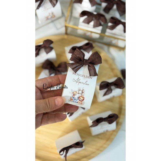 Safari Konsept Süslü Bubble Mum Hediyelik 25li