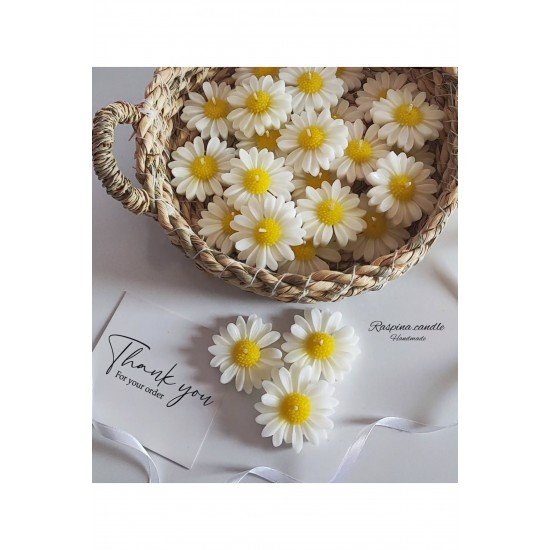 Mum, nikah süsü, Doğum Sünnet Düğün Nişan Söz Kına Baby shower vs hediyelik 10'lu Papatya mum